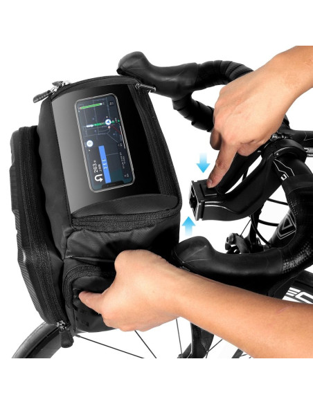 Support vélo / sacoche avec protege guidon a fermeture éclaire WILDMAN GS6 4L 4" - 7"