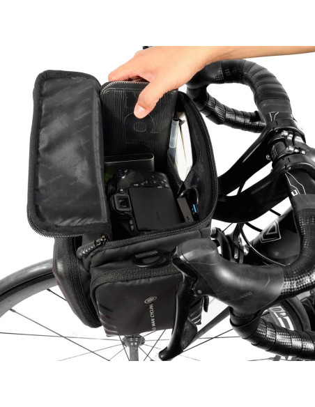 Support vélo / sacoche avec protege guidon a fermeture éclaire WILDMAN GS6 4L 4" - 7"