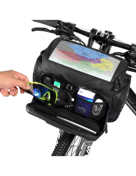 Support vélo / sacoche avec protege guidon a fermeture éclaire WILDMAN GS6 4L 4" - 7"