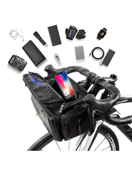 Support vélo / sacoche avec protege guidon a fermeture éclaire WILDMAN GS6 4L 4" - 7"