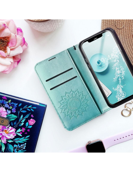 Etui MEZZO Book pour SAMSUNG S21 mandala vert