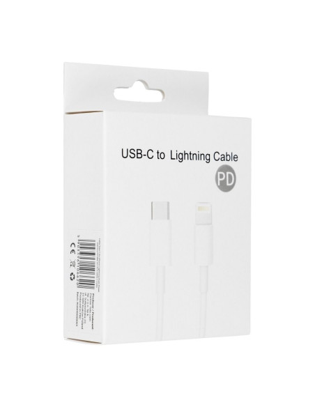 Câble Type C vers iPhone Lightning 8 broches Power Delivery PD18W 2A C973 blanc 1 mètre BOX