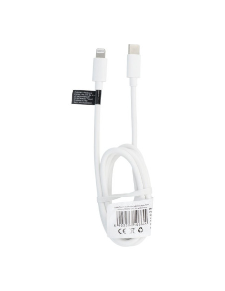 Cable Type C pour iPhone Lightning 8-pin Power Delivery PD20W 3A C291blanc 1m