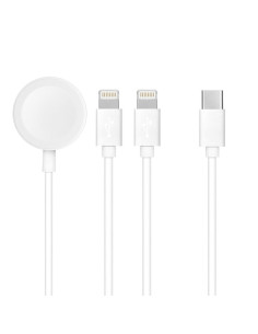 Cable Type C 3en1 pour iPhone Lightning 8-pin + iPhone Lightning 8-pin + Apple Watch 3W 1A C3168 blanc