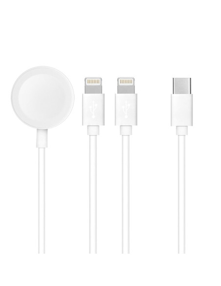 Cable Type C 3en1 pour iPhone Lightning 8-pin + iPhone Lightning 8-pin + Apple Watch 3W 1A C3168 blanc