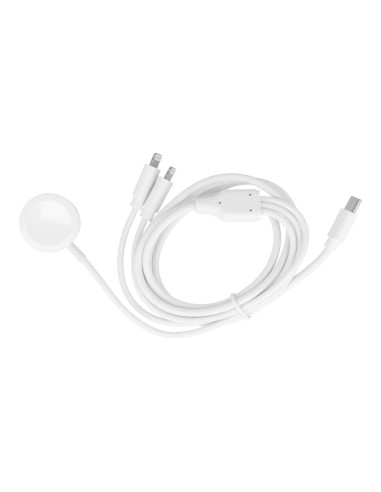 Cable Type C 3en1 pour iPhone Lightning 8-pin + iPhone Lightning 8-pin + Apple Watch 3W 1A C3168 blanc