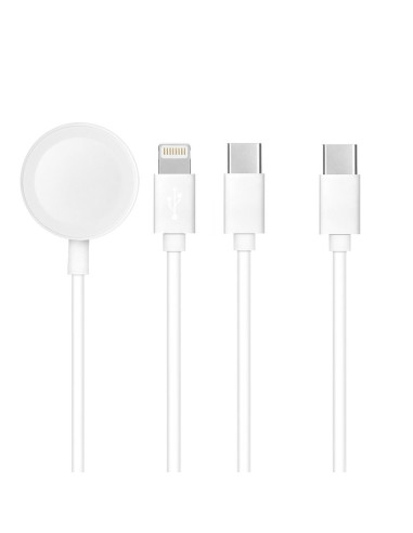 Cable Type C 3en1 pour iPhone Lightning 8-pin + Type C 2A + Apple Watch 3W 1A C3169 blanc