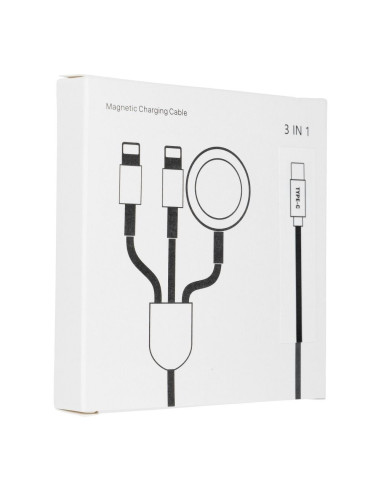 Cable Type C 3en1 pour iPhone Lightning 8-pin + Type C 2A + Apple Watch 3W 1A C3169 blanc