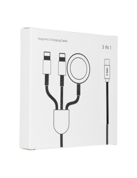Cable Type C 3en1 pour iPhone Lightning 8-pin + Type C 2A + Apple Watch 3W 1A C3169 blanc