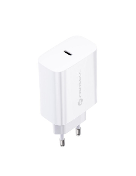 Chargeur secteur Forcell avec câble USB type C et câble type C - 3A 25W avec fonction de charge PD et QC 4.0