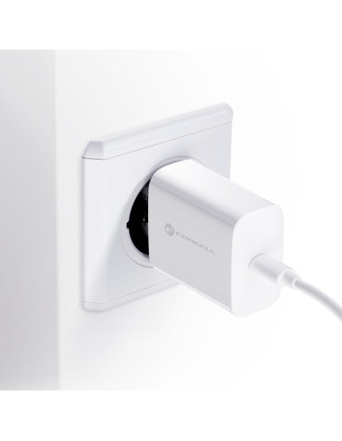 Chargeur secteur Forcell avec câble USB type C et câble type C - 3A 25W avec fonction de charge PD et QC 4.0