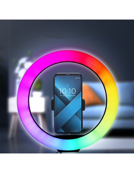 Lampe LED Ring Stream RGB FULL COLOR 12 pouces avec support pour le telephone + trepied