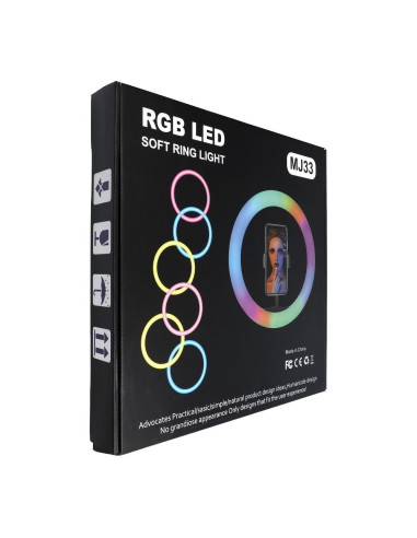 Lampe LED Ring Stream RGB FULL COLOR 12 pouces avec support pour le telephone + trepied
