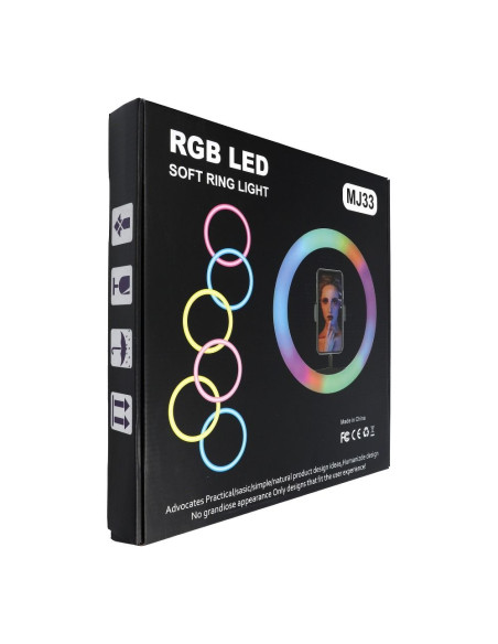 Lampe LED Ring Stream RGB FULL COLOR 12 pouces avec support pour le telephone + trepied