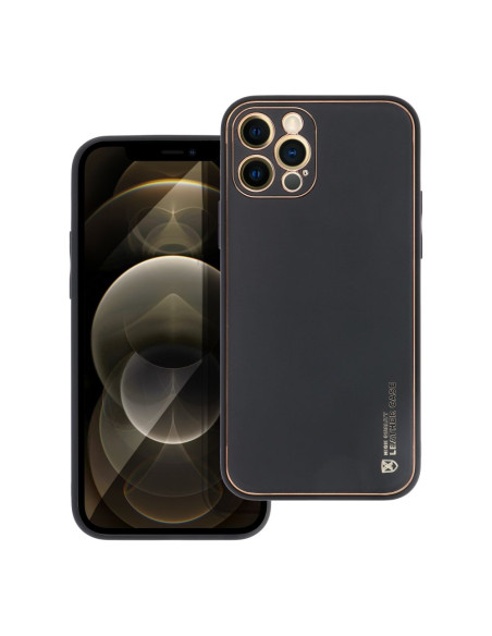 Etui LEATHER Case en cuir pour IPHONE 12 PRO NOIR