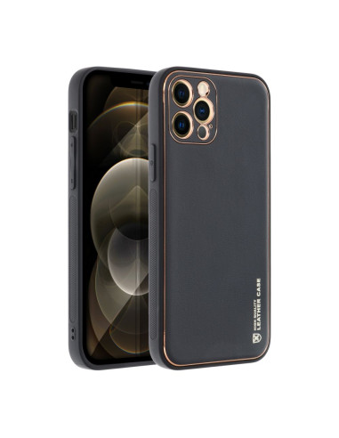 Etui LEATHER Case en cuir pour IPHONE 12 PRO NOIR