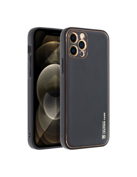 Etui LEATHER Case en cuir pour IPHONE 12 PRO NOIR