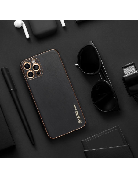 Etui LEATHER Case en cuir pour IPHONE 12 PRO NOIR