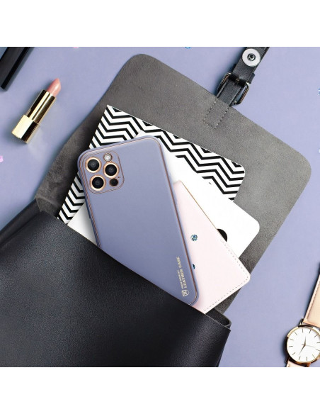 Etui LEATHER Case en cuir pour IPHONE 12 PRO MAX BLEU