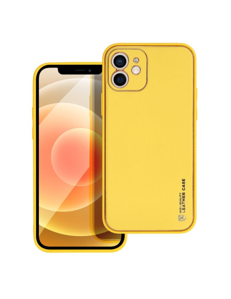 Etui LEATHER Case en cuir pour IPHONE 12 JAUNE