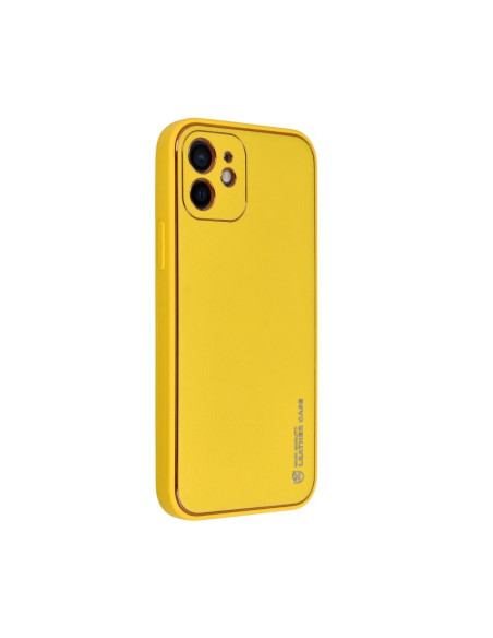 Etui LEATHER Case en cuir pour IPHONE 12 JAUNE