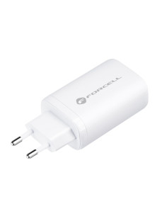 Chargeur secteur Forcell GaN 65W avec 2x connecteurs USB type C et 1x USB A - 3A avec fonction de charge PD et QC 4.0 2