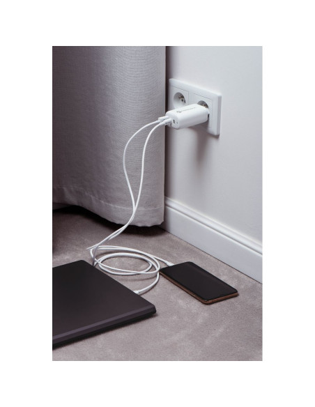 Chargeur secteur Forcell GaN 65W avec 2x connecteurs USB type C et 1x USB A - 3A avec fonction de charge PD et QC 4.0
