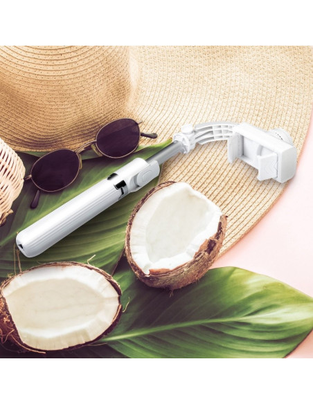 Kit / support selfie avec télécommande bluetooth trépied GIMBAL stabilisateur blanc SSTR-L08