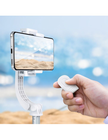 Kit / support selfie avec télécommande bluetooth trépied GIMBAL stabilisateur blanc SSTR-L08