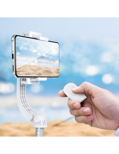 Kit / support selfie avec télécommande bluetooth trépied GIMBAL stabilisateur blanc SSTR-L08