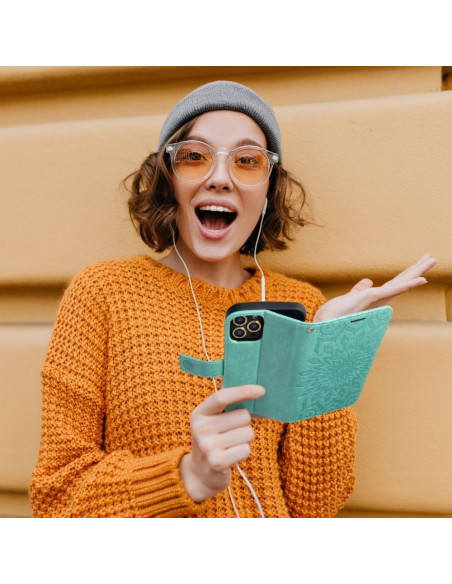 Etui MEZZO Book pour IPHONE 13 PRO MAX mandala vert