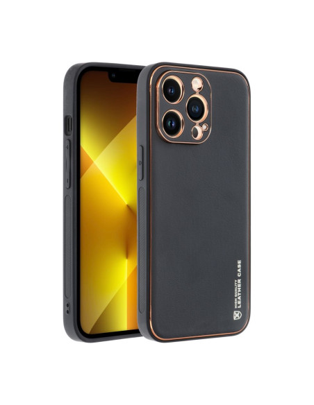 Etui LEATHER Case en cuir pour IPHONE 13 PRO NOIR