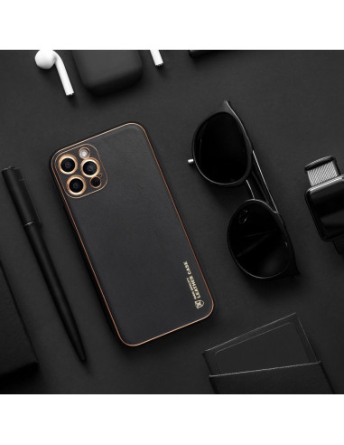 Etui LEATHER Case en cuir pour IPHONE 13 PRO NOIR