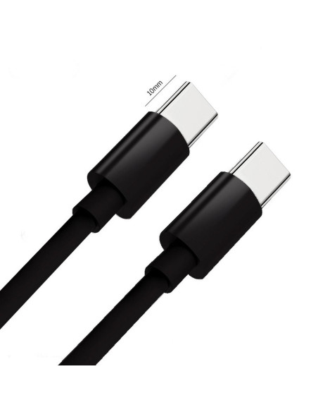Cable Type C toType C Power Delivery PD 60W 3A C296 noir (embout 8mm)