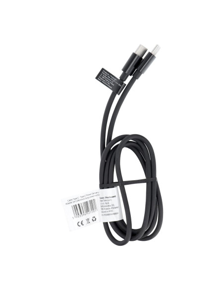 Cable Type C toType C Power Delivery PD 60W 3A C296 noir (embout 8mm)