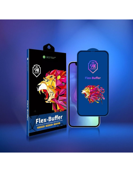 Verre hybride Bestsuit Flex-Buffer 5D avec revetement antibactérien Biomaster pour iPhone 13 mini noir