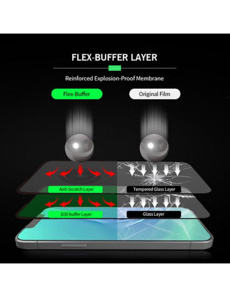 Verre hybride Bestsuit Flex-Buffer 5D avec revetement antibactérien Biomaster pour iPhone 13 mini noir