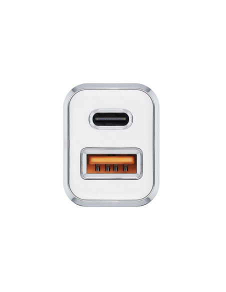 Chargeur voiture FORCELL USB 3.0 + USB C Quick Charging + Power Delivery PD20W 4A CC-QCPD01 blanc