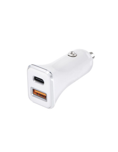 Chargeur voiture FORCELL USB 3.0 + USB C Quick Charging + Power Delivery PD20W 4A CC-QCPD01 blanc