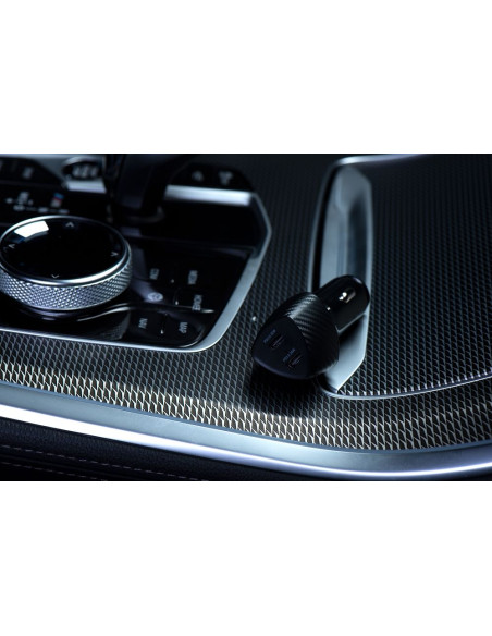 FORCELL CARBON chargeur voiture Type C 3.0 PD20W + Type C 3.0 PD20W CC50-2C noir (Total 40W)