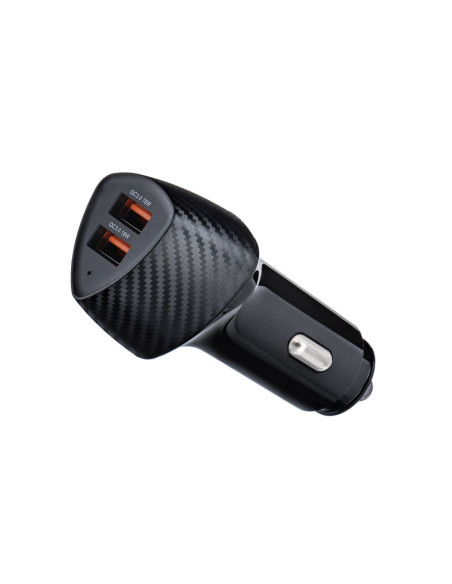 FORCELL CARBON chargeur voiture USB QC 3.0 18W + USB QC 3.0 18W CC50-2A36W noir (Total 36W)