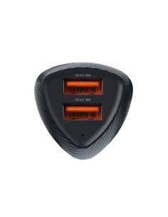FORCELL CARBON chargeur voiture USB QC 3.0 18W + USB QC 3.0 18W CC50-2A36W noir (Total 36W) 2