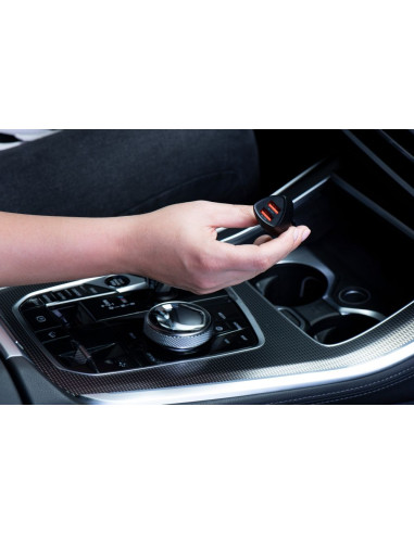 FORCELL CARBON chargeur voiture USB QC 3.0 18W + USB QC 3.0 18W CC50-2A36W noir (Total 36W)