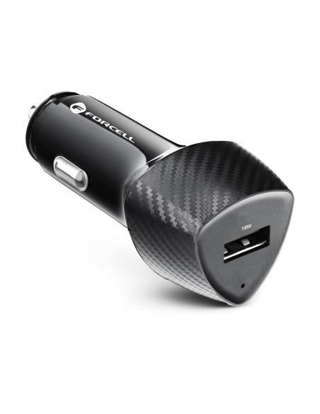 FORCELL CARBON chargeur voiture USB QC 3.0 18W CC50-1A noir (Total 18W)