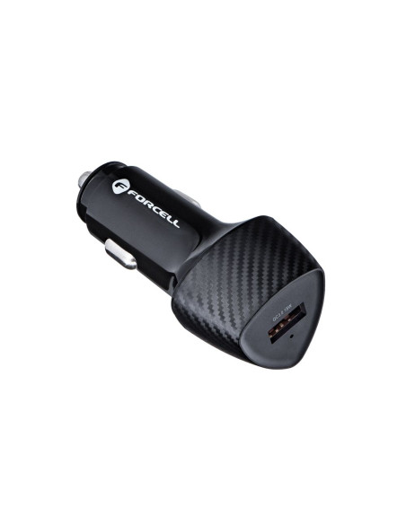 FORCELL CARBON chargeur voiture USB QC 3.0 18W CC50-1A noir (Total 18W)