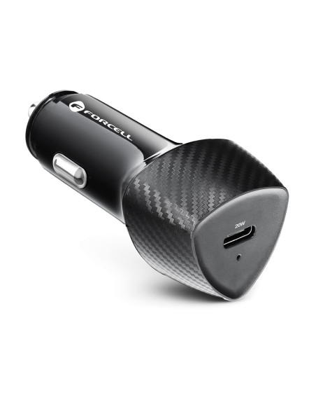 FORCELL CARBON chargeur voiture Type C 3.0 PD20W CC50-1C noir (Total 20W)