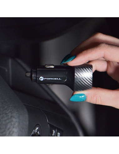 FORCELL CARBON chargeur voiture Type C 3.0 PD20W CC50-1C noir (Total 20W)