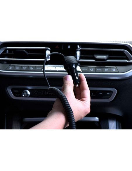 FORCELL CARBON chargeur voiture USB QC 3.0 18W + cable pour Apple Lightning 8-pin PD20W CC50-1AL noir (Total 38W)