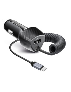 FORCELL CARBON chargeur voiture USB QC 3.0 18W + cable pour Type C 3.0 PD20W CC50-1AC noir (Total 38W) 2