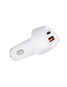 FORCELL CARBON chargeur voiture Type C 3.0 PD20W + USB QC3.0 18W 5A CC50-1A1C blanc (Total 38W) 2